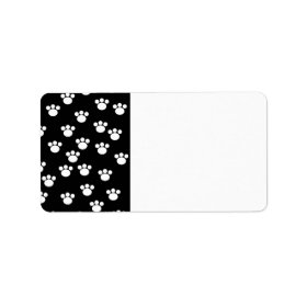 Black and White Animal Paw Print Pattern. Address Label
