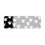 Black and White Animal Paw Print Pattern. Custom Return Address Labels