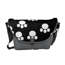 Black and White Animal Paw Print Pattern. Commuter Bag