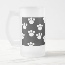 Black and White Animal Paw Print Pattern. Coffee Mugs