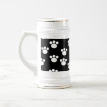 Black and White Animal Paw Print Pattern. Coffee Mug
