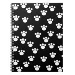 Black and White Animal Paw Print Pattern. Spiral Note Book