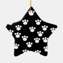 Black and White Animal Paw Print Pattern. Ornaments