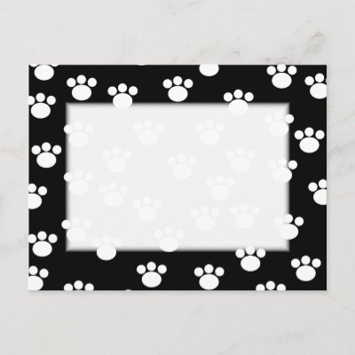 Black and White Animal Paw Print Pattern. Post Card