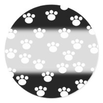 Black and White Animal Paw Print Pattern. Sticker