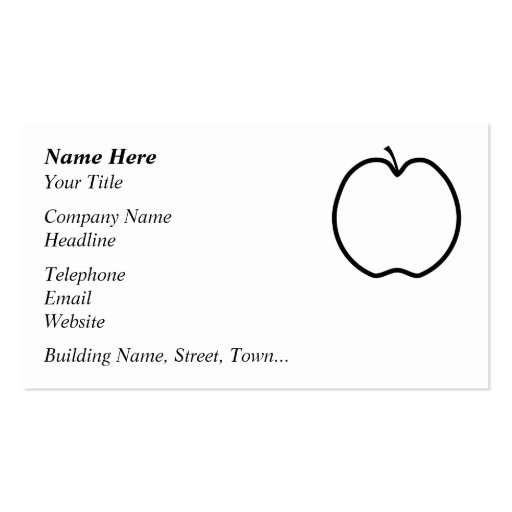 Black and White Apple. Business Card Template (front side)
