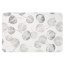 Black and White Aspen Leaf Pattern Vinyl Magnets