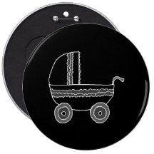 Black and White Baby Stroller. Buttons