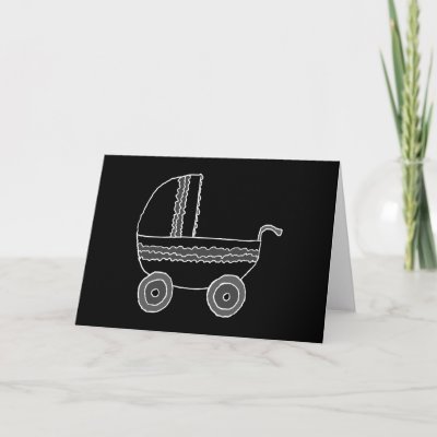 Black and White Baby Stroller. Cards