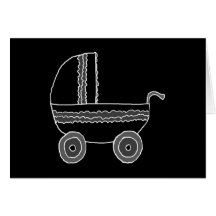 Black and White Baby Stroller. Cards