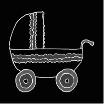 Black and White Baby Stroller. Cut Outs