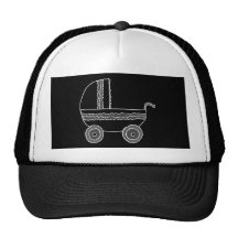 Black and White Baby Stroller. Hats