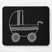 Black and White Baby Stroller. Mousepad