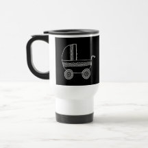 Black and White Baby Stroller. Mugs
