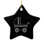 Black and White Baby Stroller. Christmas Ornaments