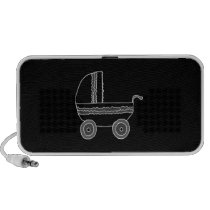 Black and White Baby Stroller. Laptop Speakers