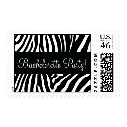 Black and White Bachelorette Party Zebra Postage
