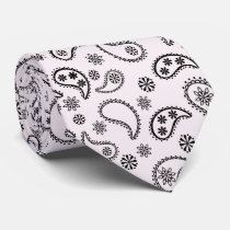 Black and White  Bandanna Print Necktie