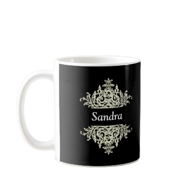 Black and White Baroque Coffee Cup Coffee Mug by Lilleaf
