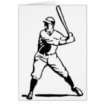Black and white baseball batter greeting cards