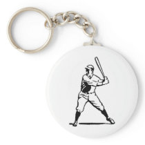 Black and white baseball batter keychain
