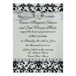 black and white birds intricate damask pattern announcements