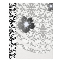 black and white birds intricate damask pattern personalized letterhead