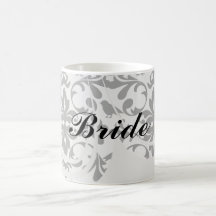 black and white birds intricate damask pattern mug
