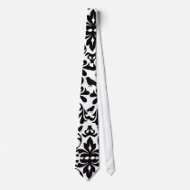 black and white birds intricate damask pattern neck ties