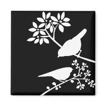 Black and White Birds Refrigerator Magnet