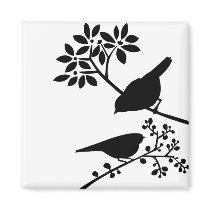 Black and White Birds Refrigerator Magnets