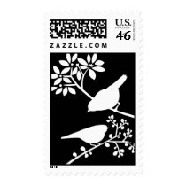 Black and White Birds Postage Stamp