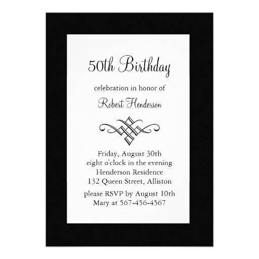 Black and White Birthday Invitation (front side)