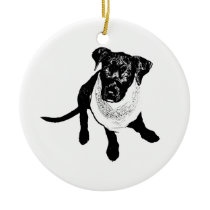 Black and White Black Lab Puppy image Christmas Tree Ornament