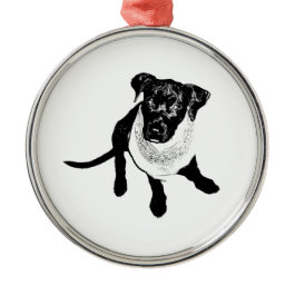 Black and White Black Lab Puppy image Christmas Ornament