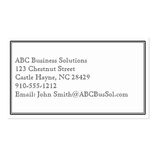 Black and White Border Professional Business Card (back side)