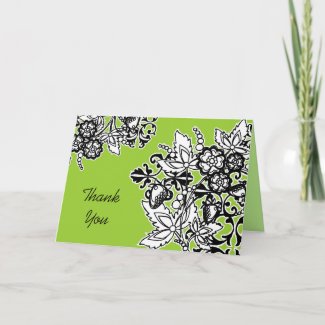 Black and White Bouquet Thank You card