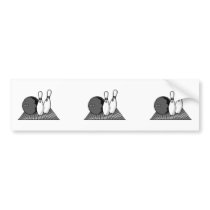 black and white bowling alley design bumper stickers
