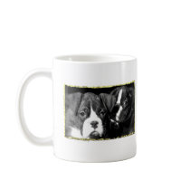 Black and white boxer puppy mug