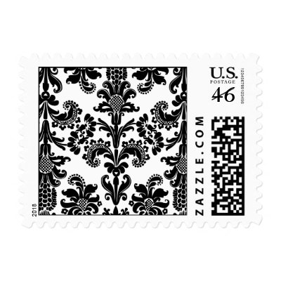 Black and White Brocade Wedding Postage by litabug