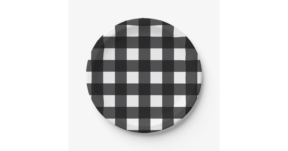 Black And White Buffalo Check Plaid Paper Plate Zazzle