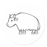 Black and White Buffalo in Sketch Form Round Stickers