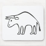 Black and White Bull in Sketch Form Mouse Pads