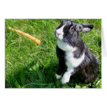 Black and White Bunny and Carrot Greeting Card cards