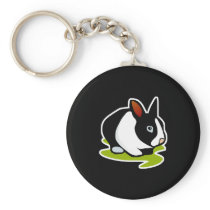 black and white bunny rabbit key chain