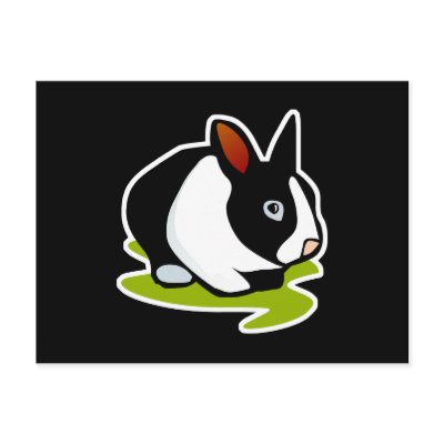black and white bunny rabbit post card by doonidesignsanimals