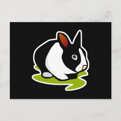 black and white bunny rabbit post card by doonidesignsanimals