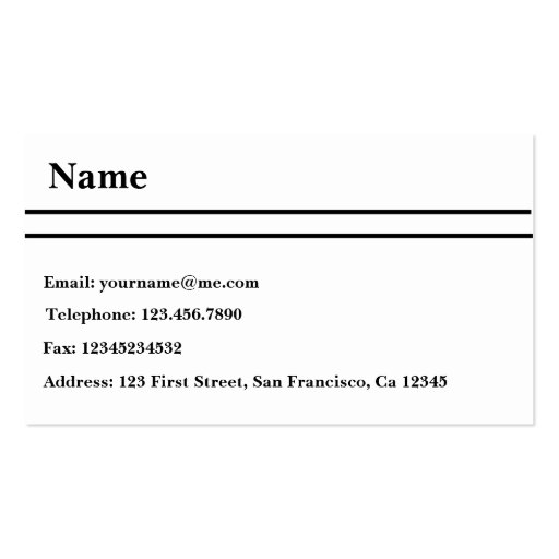 Black and White Business Card Template (front side)