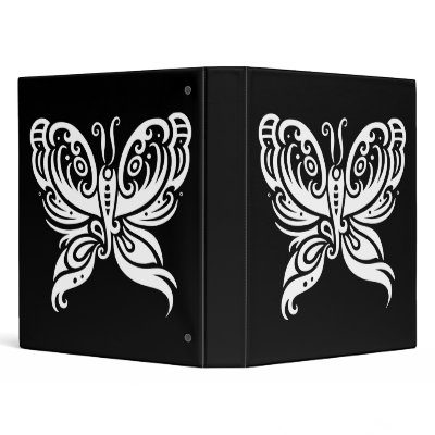 Black and White Butterfly 3 Ring Binders by Noir_et_Blanc