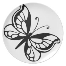 Black and White Butterfly Dinner Plates